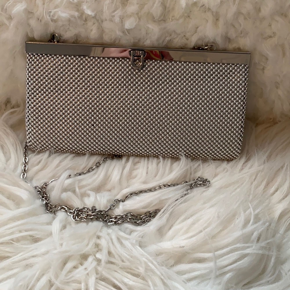 Charming Charlie RSVP Silver Clutch w/ Removable Strap